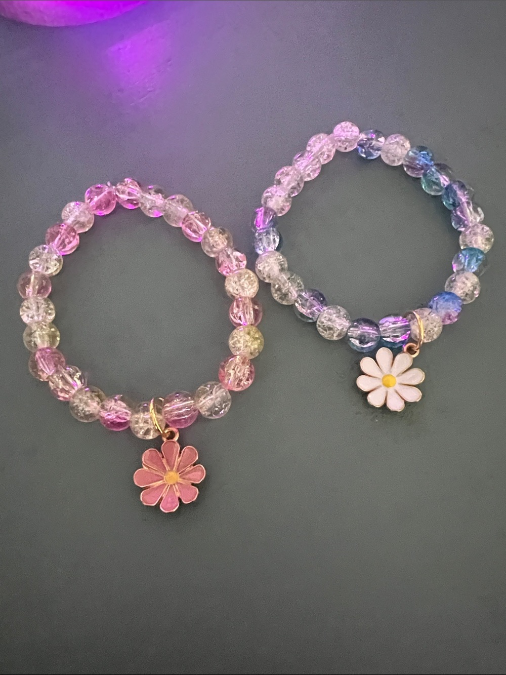 Handmade Sparkled bracelets - floral charms
